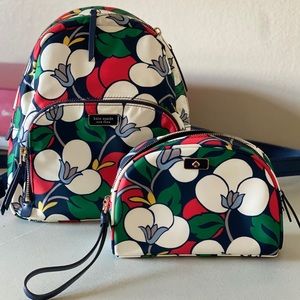 Kate Spade Floral Mini Backpack & Makeup Dome Bag